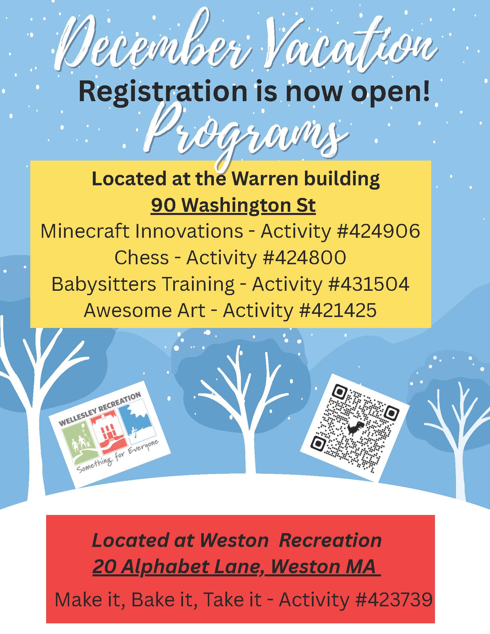 December Vacation Porgrams 2025