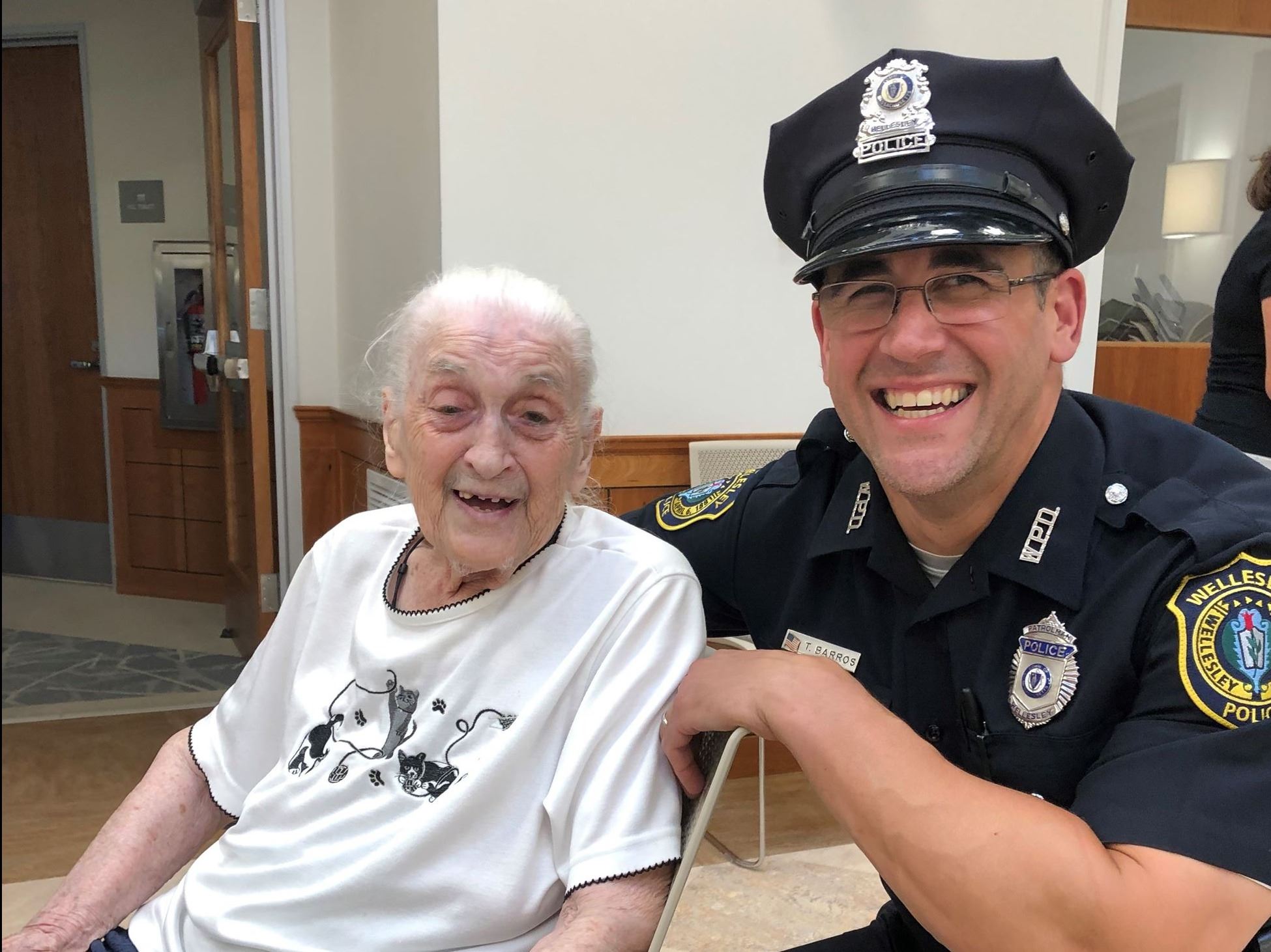 Photo of Mary Snow and Officer Tim Barros