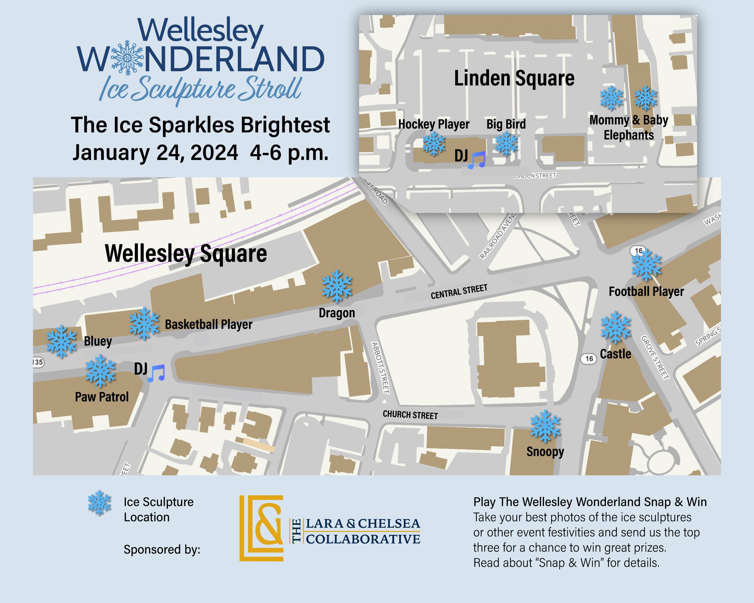 Wellesley Wonderland ice sculpture map
