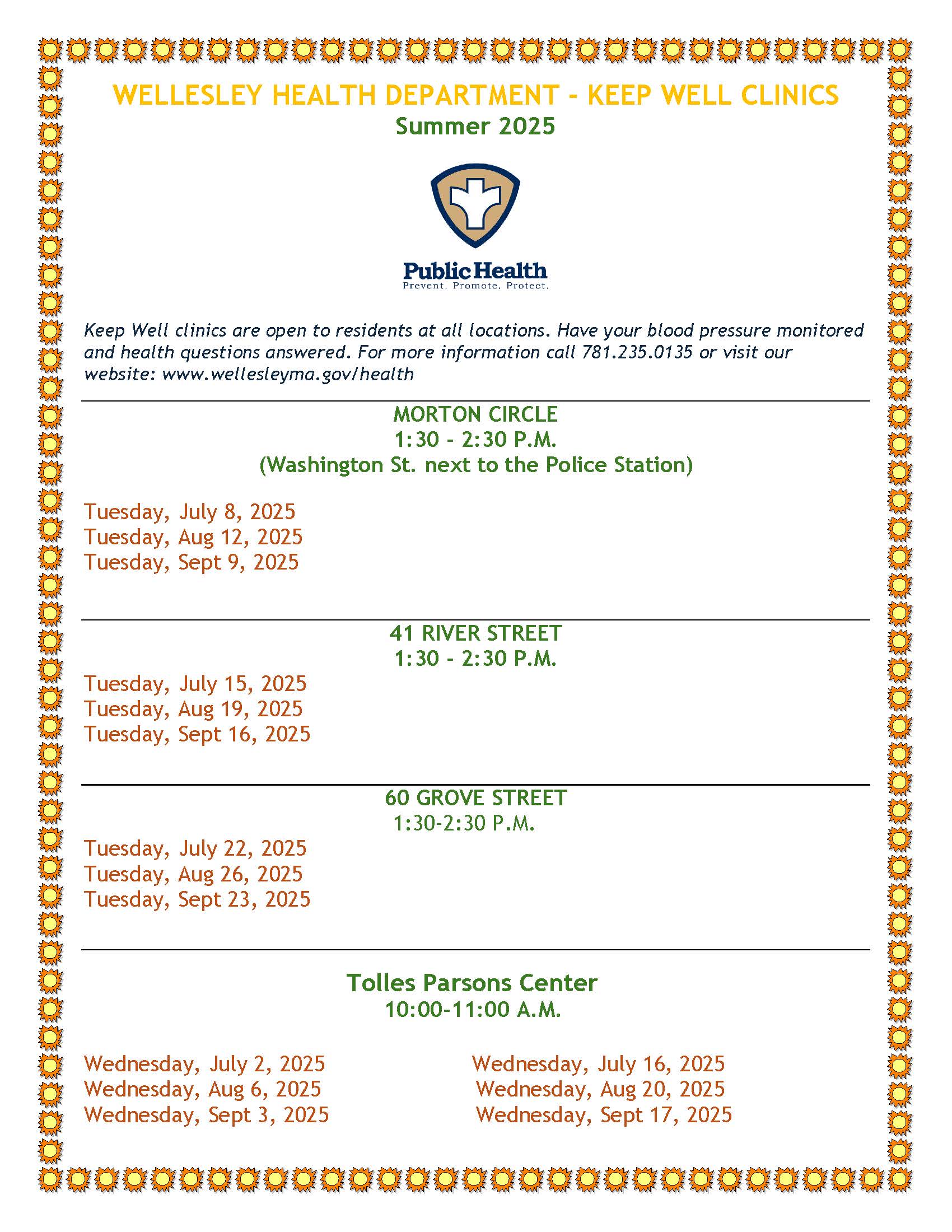Keep Well Schedule- Summer 2025