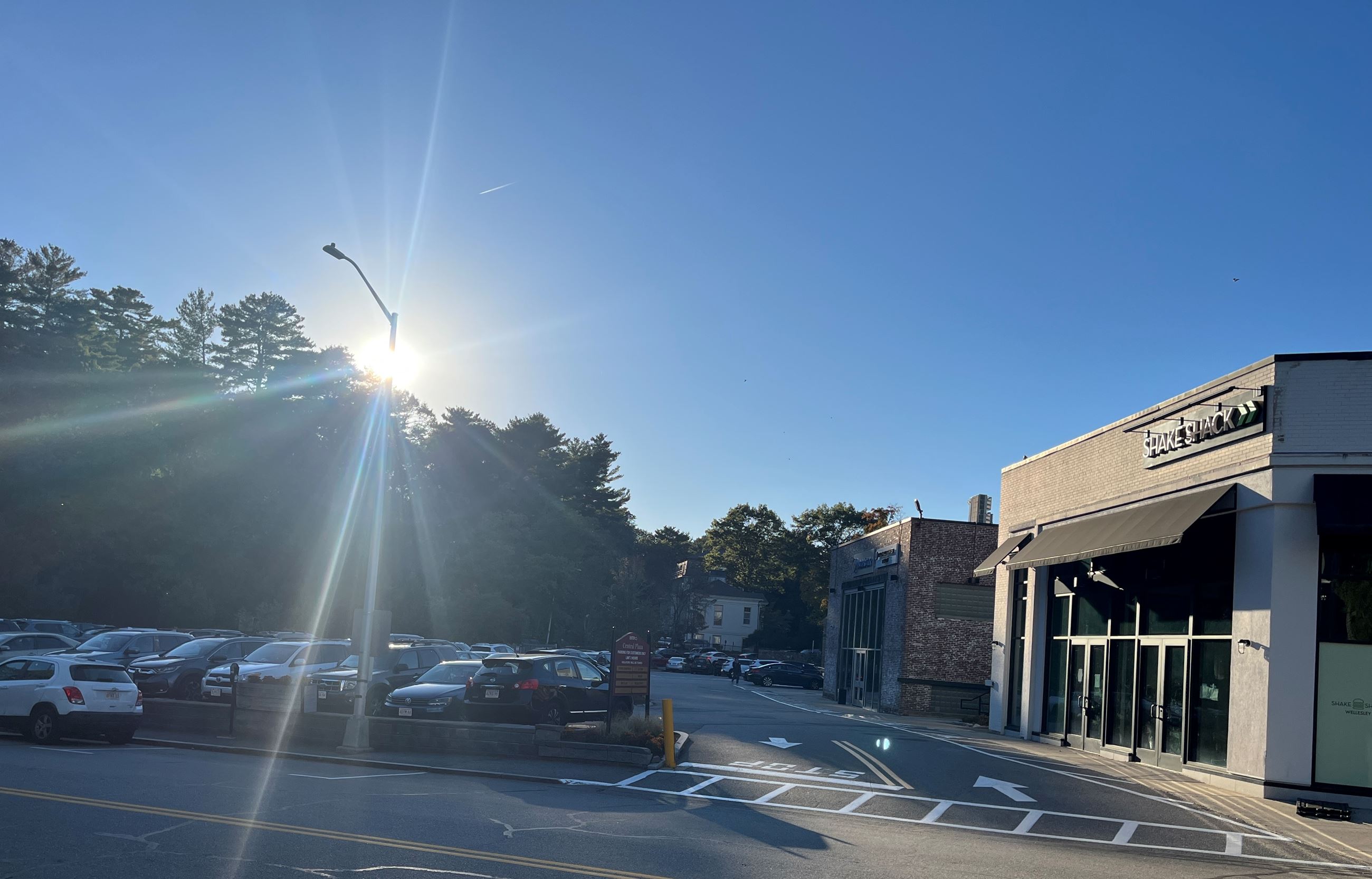 Shake Shack parking lot on Cross Street in downtown Wellesley 