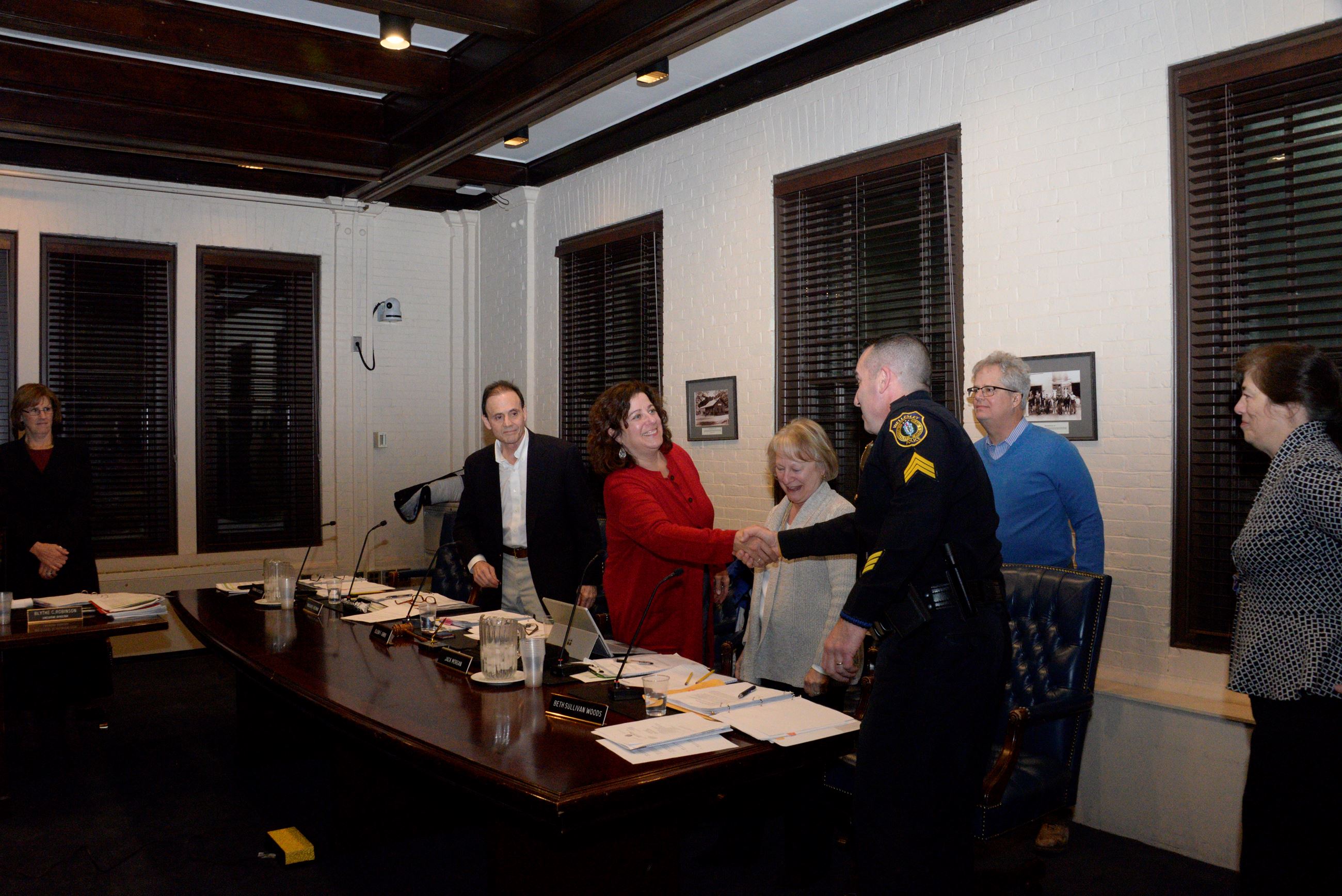 Lt. Renzella and the Wellesley Board of Selectmen. 